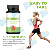 Complément alimentaire en capsules de berbérine pure naturelle biologique 1300 mg avec cannelle de Ceylan, marque privée OEM/ODM, pour la gestion du poids