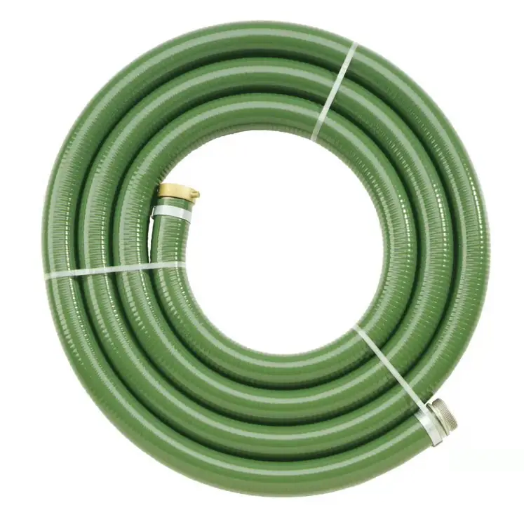 PVC Intake Hose Assembly 1" X 20' Green With Pin Lug Fittings Male X Female 80 Psi Max Pressure