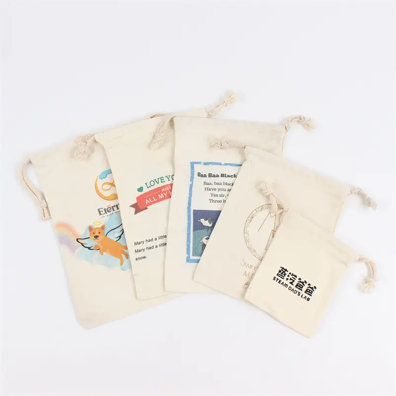 New Canvas Jute Drawstring Pack Bag Dust Bags Cotton Canvas Cotton Fabric Drawstring Pouch Bags for Storage