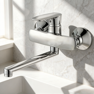 Robinet de baignoire en alliage de zinc avec combinaison eau froide et chaude, double trou, montage mural, universel, pour hôtel, appartement, salle de bain - Product Image 4