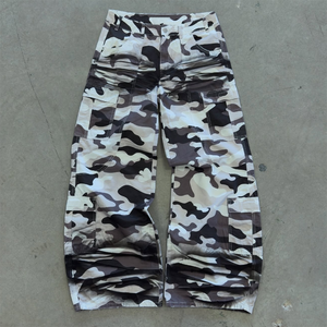 Pantalones cargo de trabajo de pierna ancha holgados con bolsillo de camuflaje para hombre con logotipo personalizado - Product Image 1