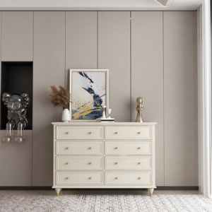 <span class=keywords><strong>Commode</strong></span> de rangement en bois massif <span class=keywords><strong>blanc</strong></span> de style américain <span class=keywords><strong>avec</strong></span> plusieurs tiroirs et pieds tournés pour l'organisation de la maison - Product Image 6