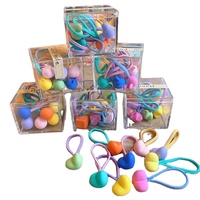 Attaches de cheveux en forme de boule mignonnes pour filles, élastiques à perles colorées, attaches de cheveux avec boîte, accessoires de cheveux pour bébés, enfants et filles