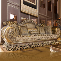 Sofá Seccional de estilo villa de lujo italiano, muebles de tela europea de madera maciza francesa personalizables, combinación de palacio grande