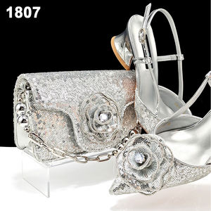 Ensemble chaussures et sacs pour femmes Bestway, dernière mode, sequins floraux 3D, style italien, en cuir PU assorti - Product Image 5