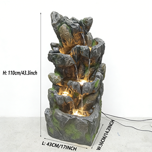 Fuente de Agua Moderna con Cascada de Fibra de Vidrio Imitación Piedra Irregular para Jardín, Patio y Hogar - Product Image 5