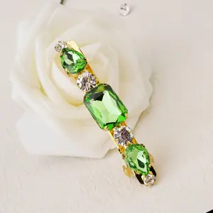 Miallo Hair Clips Green Rhinestone Sparkling Crystal Stone with copper claw bobby pins Hairs Accessories For Woman