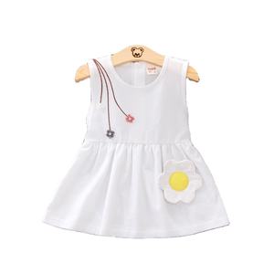 Productos Más Vendidos, Ropa Infantil con Estampado de Flores, Vestido Casual sin Mangas para Niña, Bonito Vestido Blanco con Estampado de Sol - Product Image 1