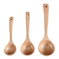 Cuillère en bois artisanale de grande taille, 26,5 cm de long, pour soupe, congee, fondue