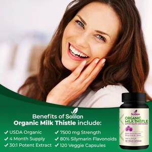 Cápsulas de Extracto de Cardo Mariano Orgánico Personalizadas al por Mayor de Solilan, Fórmula Herbal para la Desintoxicación y Limpieza del Hígado, Suplemento de 120 Cápsulas - Product Image 5
