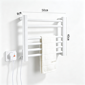 Sèche-serviettes électrique mural moderne en acier au carbone, style échelle, 6 barres, pour usage hôtelier, séchage de serviettes de salle de bain - Product Image 2