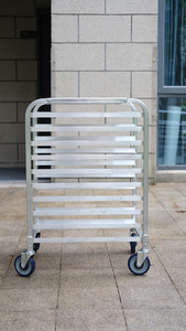 Chariot de support de cuisson <span class=keywords><strong>en</strong></span> <span class=keywords><strong>aluminium</strong></span> à 10 niveaux 660x510x965mm pour plateaux de four de boulangerie avec dessus <span class=keywords><strong>en</strong></span> <span class=keywords><strong>aluminium</strong></span> - Product Image 4