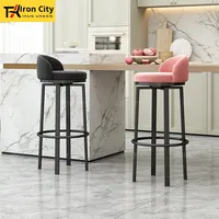 Tabouret de bar moderne et minimaliste de luxe léger, avec dossier, siège pivotant, hauteur réglable, structure métallique, tendance, pour comptoir haut