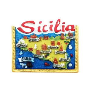 להתאמה אישית תיירות מזכרות 3D מקרר מגנט שרף Sicilia מזכרות מקרר מגנט