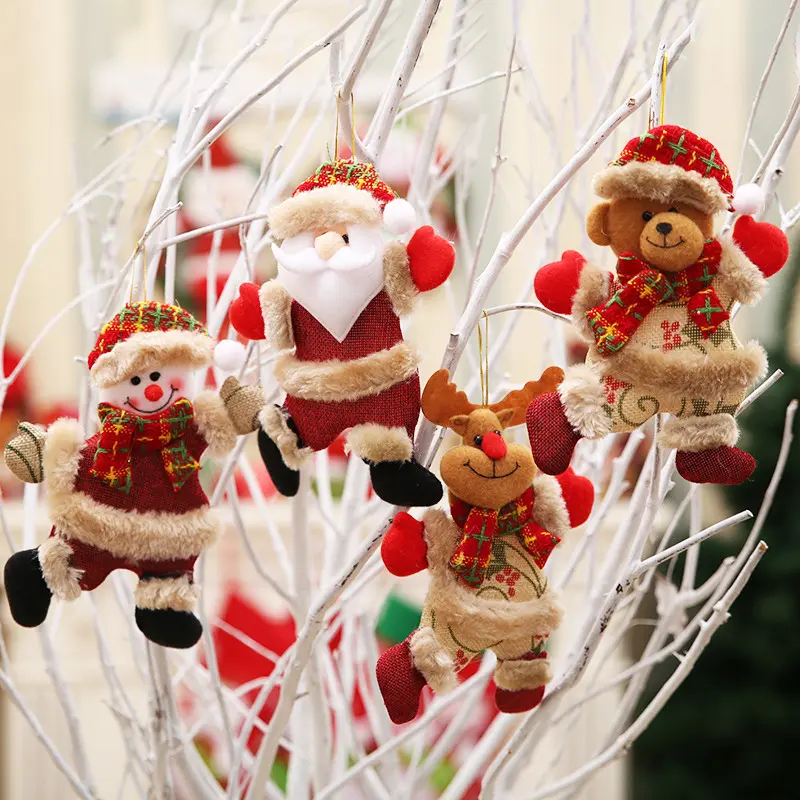 Christmas Tree Ornaments accessories Christmas items doll dancing old man snowman deer bear cloth puppet small christmas decor