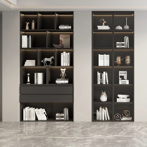 خزانة كتب خشبية عصرية للمنزل مع أبواب وأدراج، رف كتب مخصص للدراسة - Product Image 5