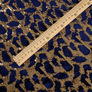 深蓝色韩国天鹅绒面料2026s高品质亮片面料刺绣晚礼服 - Product Image 1