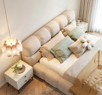 Lit capitonné moderne de taille King avec revêtement en tissu et cadre en bois de pin, sommier, garantie 3-5 ans