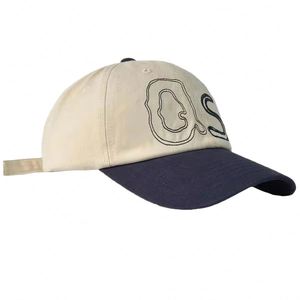 Gorra de Béisbol Unisex Ajustable con Hebilla Metálica, Estilo Vintage Urbano, Color Beige Marino, con Letras y Bloques de Color, Bordado QS, Tipo Dad Hat - Product Image 1