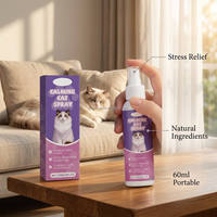 Spray apaisant aux phéromones pour chats OEM 60ml, formule végétale naturelle, soulagement de l'anxiété féline, anti-stress, fournitures pour animaux de compagnie, vente en gros