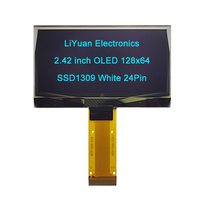 Écran lcd oled 2.42 "2.4x64/128x64 cm, 24 broches, résolution 128x64mm, blanc/jaune, SSD1309/SPD0301, FPC tip, connecteur 0.5mm