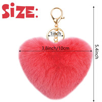 Porte-clés avec pompon en forme de cœur, peluche douce, pompon coloré en fausse fourrure, boule en peluche pour femmes et filles
