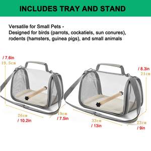 <span class=keywords><strong>Cage</strong></span> de voyage portable en PVC léger et peu encombrante avec perchoir intégré pour perroquets et pigeons, sac à dos de transport pour oiseaux - Product Image 6