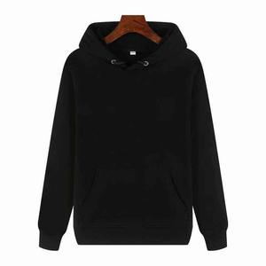 Sudadera con capucha negra Unisex, suéter de lana de algodón suave, sudadera informal de manga larga cálida, ropa de calle, Top de moda de invierno - Product Image 1