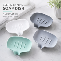 Lot de 3 porte-savons en silicone à surface lisse et forme irrégulière, auto-drainants pour douche/salle de bain, type cascade