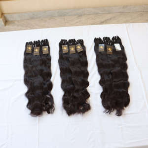 Vente en gros 100% naturel cuticule aligné brut ondulé vague lâche temple indien Extensions de cheveux humains non transformés Bundle Curl - Product Image 2