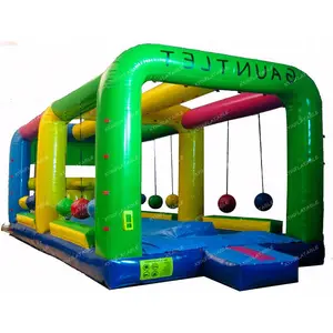 Trò Chơi Thể Thao Ngoài Trời Inflatable, Inflatable Gauntlet Cannonballs Boulder Dash Challenge Trò Chơi Để Bán