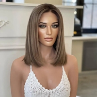Noeuds blanchis 13x4 cheveux humains avant de lacet perruque Bob perruques vague droite vierge européenne blond miel perruques de cheveux humains