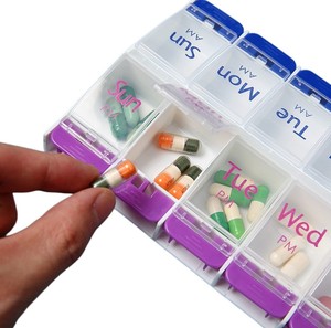 Boîte de rangement pour pilules en plastique personnalisée de grande taille avec bouton poussoir pour les vitamines, l'huile de poisson, les médicaments, boîte organisatrice de pilules <span class=keywords><strong>hebdomadaire</strong></span> pour 7 jours - Product Image 5