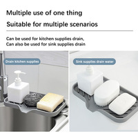 Support de Savon en Silicone Créatif avec Égouttoir et Plateau de Rangement, Porte-Éponge en Silicone, Boîte à Savon