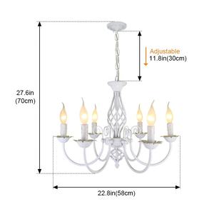 Lampadario <span class=keywords><strong>a</strong></span> <span class=keywords><strong>Sospensione</strong></span> Classico in Ferro <span class=keywords><strong>a</strong></span> 6 Luci Stile Candela <span class=keywords><strong>Vintage</strong></span> per Soggiorno e Corridoio - Product Image 3