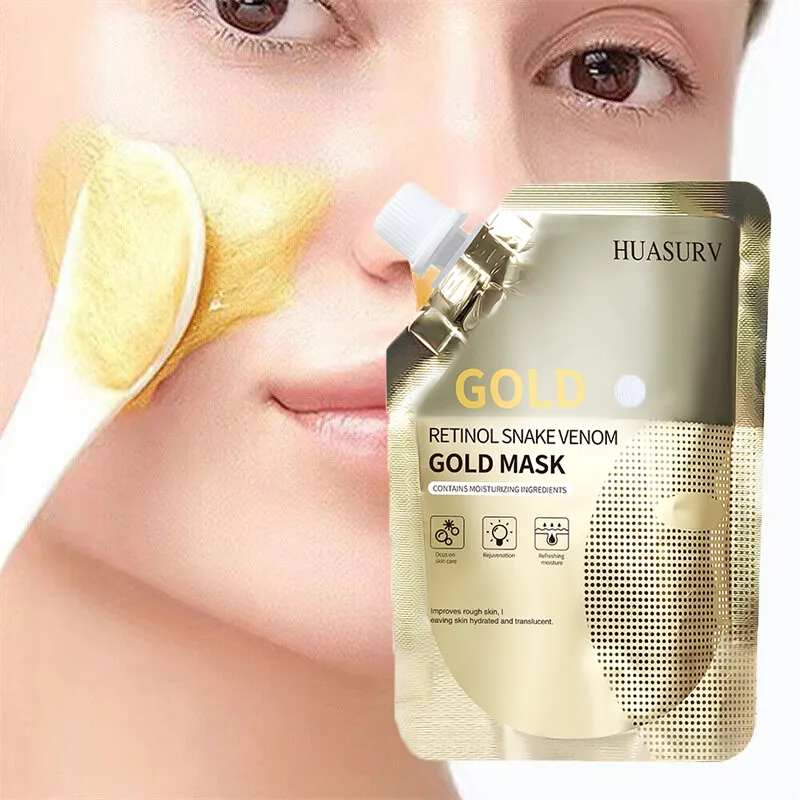 Máscara facial de ouro com casca de retinol, máscara anti-idade com ouro 24K 100g, máscara hidratante profunda