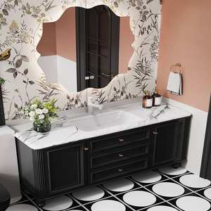 French minimalist luxury ceramic basin intelligent <b>mirror</b> cabinet multifunctional bathroom cabinet - Product Image 3