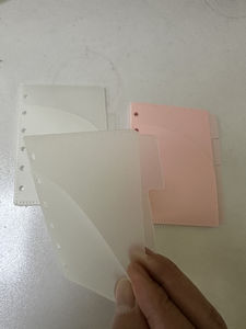 A7ワイドピンクフロストPP現金封筒4タブ2ポケットジップレスマネー封筒ルーズリーフ6穴現金予算封筒仕切り - Product Image 5