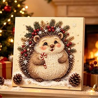 Kit de Broderie Diamant Perle 3D Chien de Noël Chiot, Décoration de Toile Festive avec Perles et Strass, Cadeau