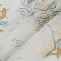 Tissu brodé paysage chinois exquis avec sequins brillants et motif de pagode montagneuse pour robe Cheongsam de luxe