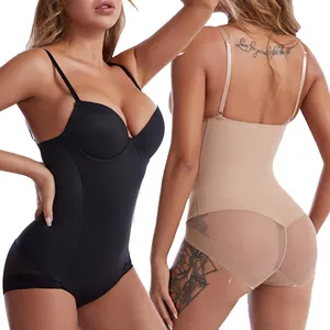 조정 가능한 여성 슬리밍 배 제어 Shapewear 브래지어 압축 여성 섹시한 바디 슈트 레이스 바디 셰이퍼 유선 브래지어