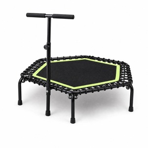 Trampoline de fitness hexagonal de 48 pouces, 6 pieds incurvés, poignée réglable, suspension silencieuse, pour la maison et usage commercial - Product Image 3