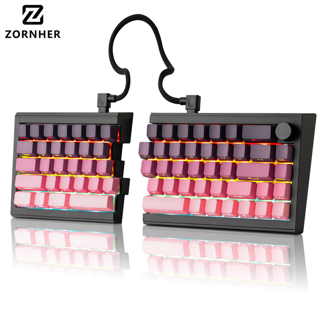Zornher ST68 Blackberry Split Mechanical Keyboard Wireless RGB Backlit USB Type-C Hot-Swap Customized Three-Mode Gaming Keyboard