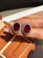 PT950 Laborgezüchteter Rubin-Diamant in D-Farbe, Ohrstecker, Ring, Halskette, Set, edler Schmuck für Frauen, Jubiläumsfeier, nur hochwertige Qualität