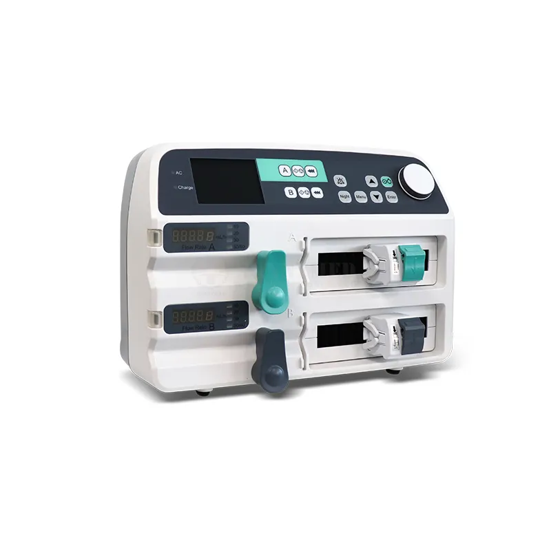 SY-G094 Veterinär medizinische tragbare Doppelkanal-automatische Spritzen pumpe Volume tric IV Fluid elektronische Spritzen pumpe