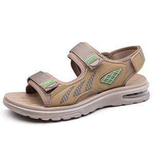 Sandales pour hommes à semelle compensée et coussin d'air, à fermeture Velcro, plates, style décontracté plage et été, pour jeunes, jaunes 7070 - Product Image 5