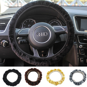 Plush Steering Wheel Cover 38cm Diameter Winter Warm Solid Color Car Accessory - Product Image 5