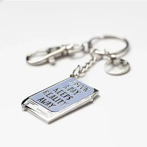 Manufacturer Customized Designs 2D 3D Enamel Metal MINI Book Key Chain Holder Custom Keychain