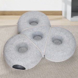Multifunktionales Tunnel-Katzenbett Ganzjährig Nutzbares Wollfilz-Katzenhaus Nicht Haftend Fellentfernbar Waschbares Haustierbett für Mehrere Katzen - Product Image 6