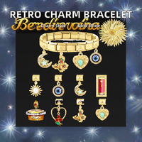 Charme rétro italien à faire soi-même pour bracelet avec pendentif exquis, accessoires de bijoux transfrontaliers